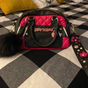 Betsey Johnson pink and black purse
